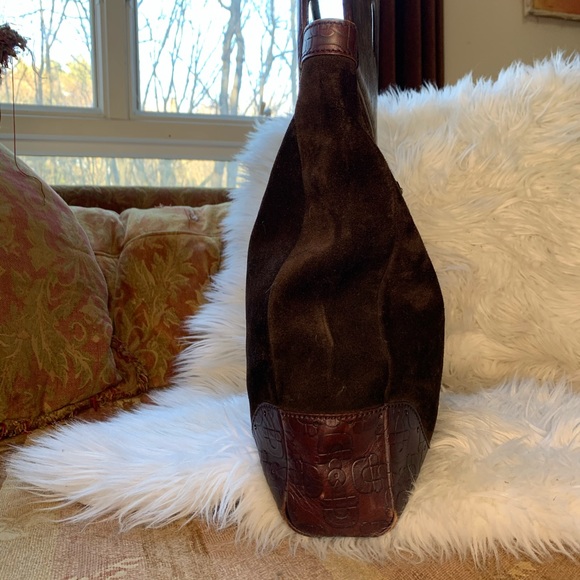 Authentic Gucci brown suede and leather handbag - Picture 4 of 6